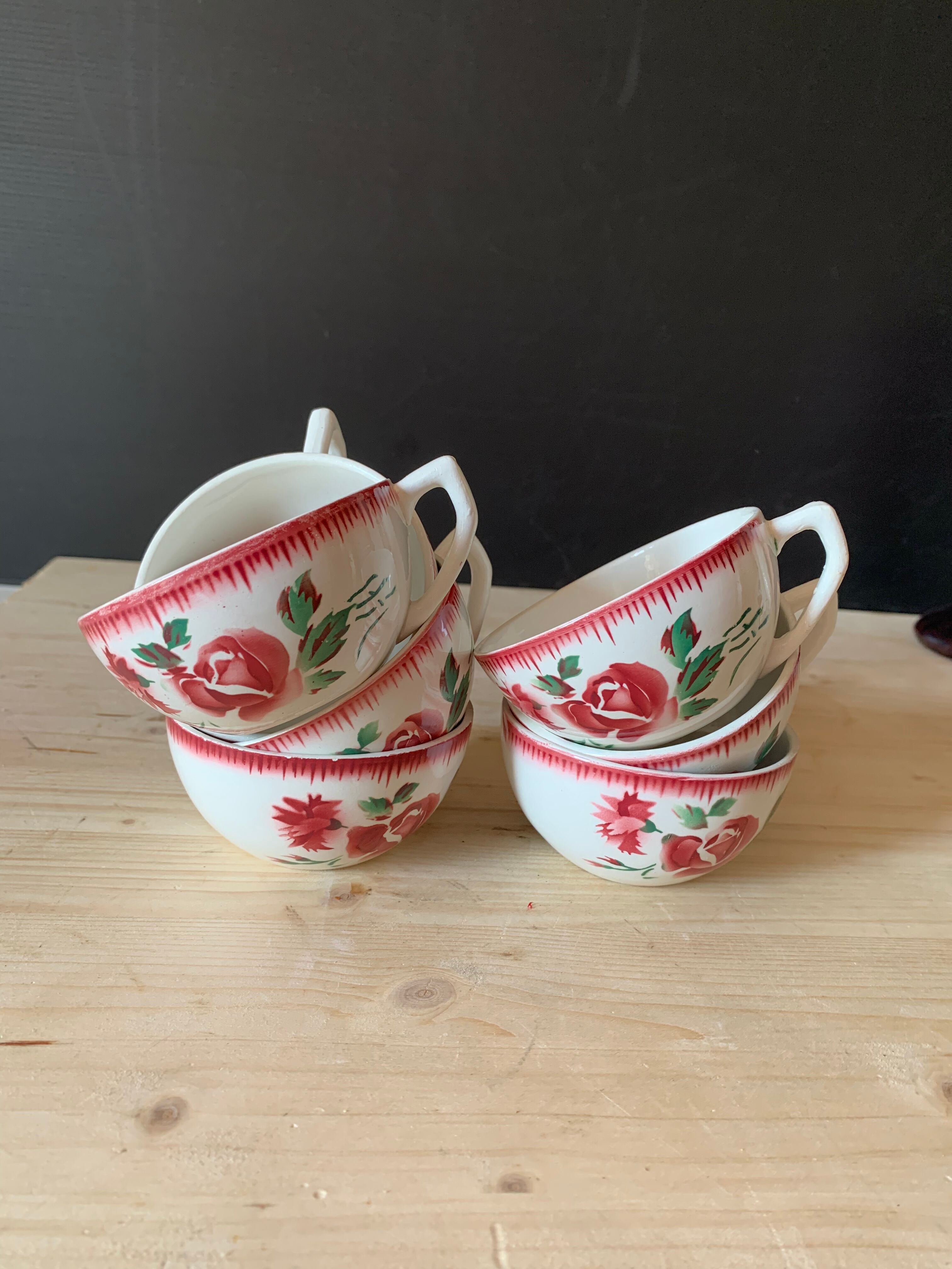 7 ceramic cups Digoin Sarreguemines