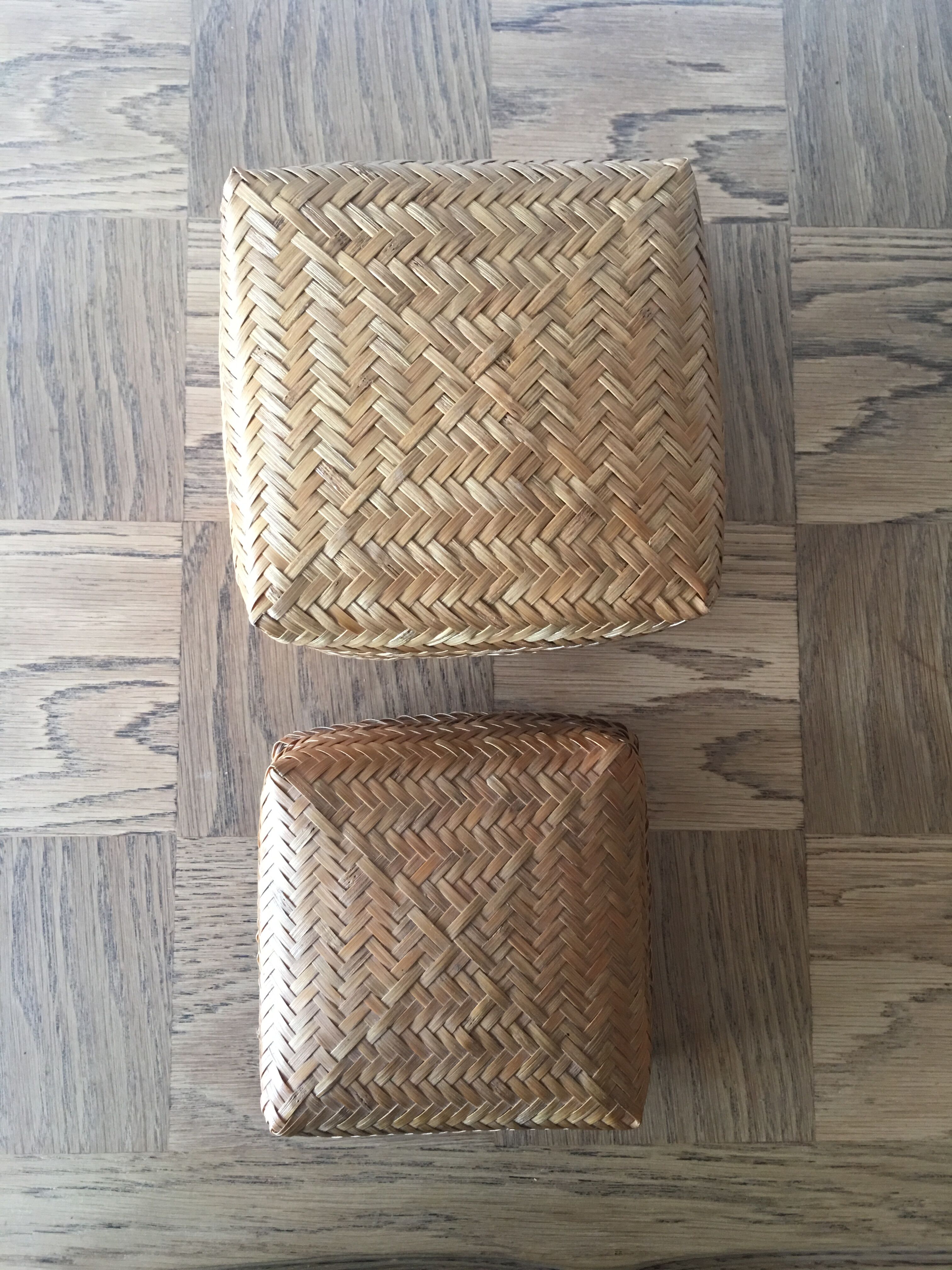 Square vintage wicker box