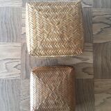 Boite en osier vintage carrée