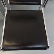 Set of 6 vintage Italian stackable chairs in chrome metal and skai.