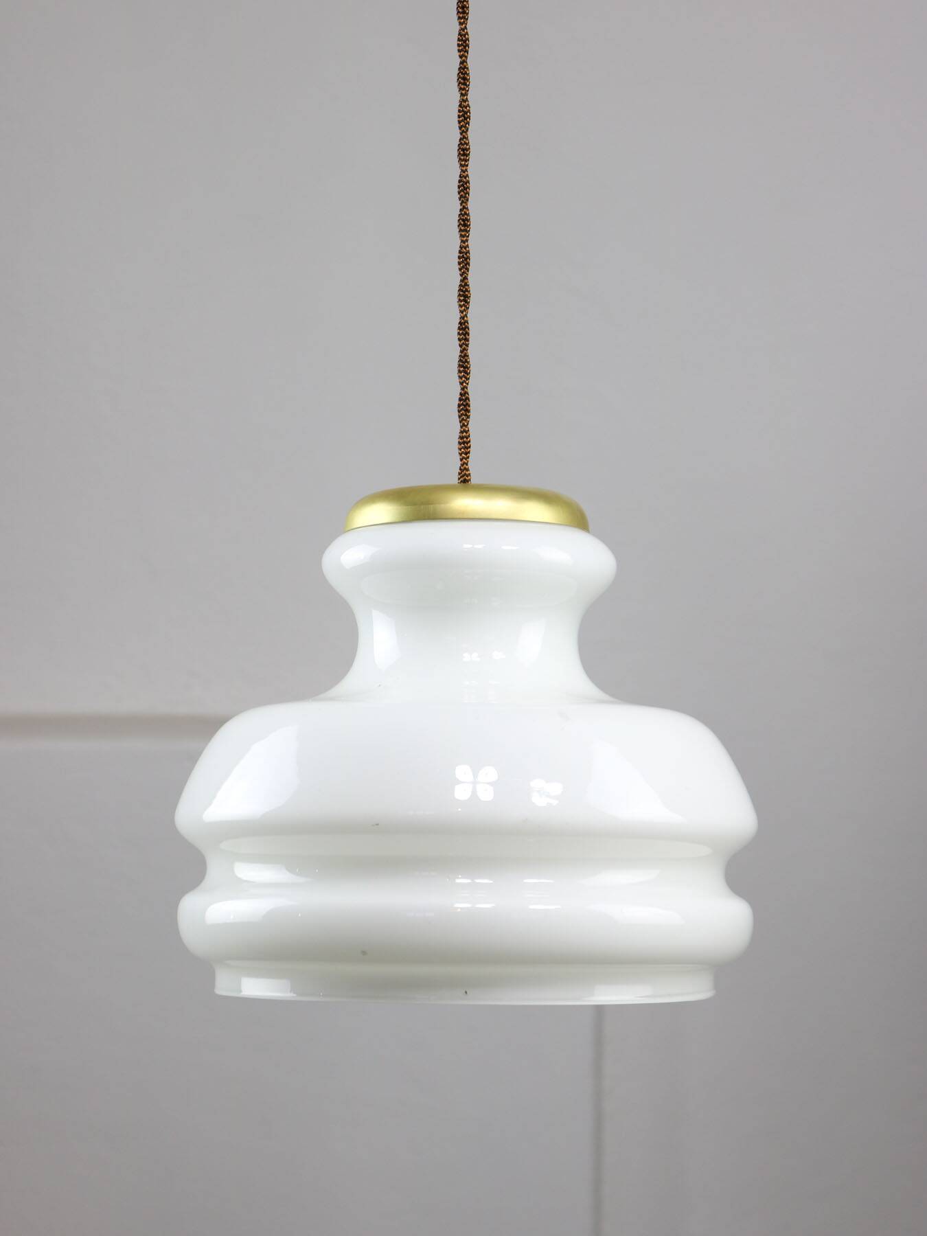 Mid-century italian brass and opaline pendant lamp, 1950s