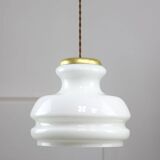 Mid-century italian brass and opaline pendant lamp, 1950s