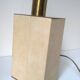 Vintage wooden lamp base covered with skai + brass - Germany c.1970