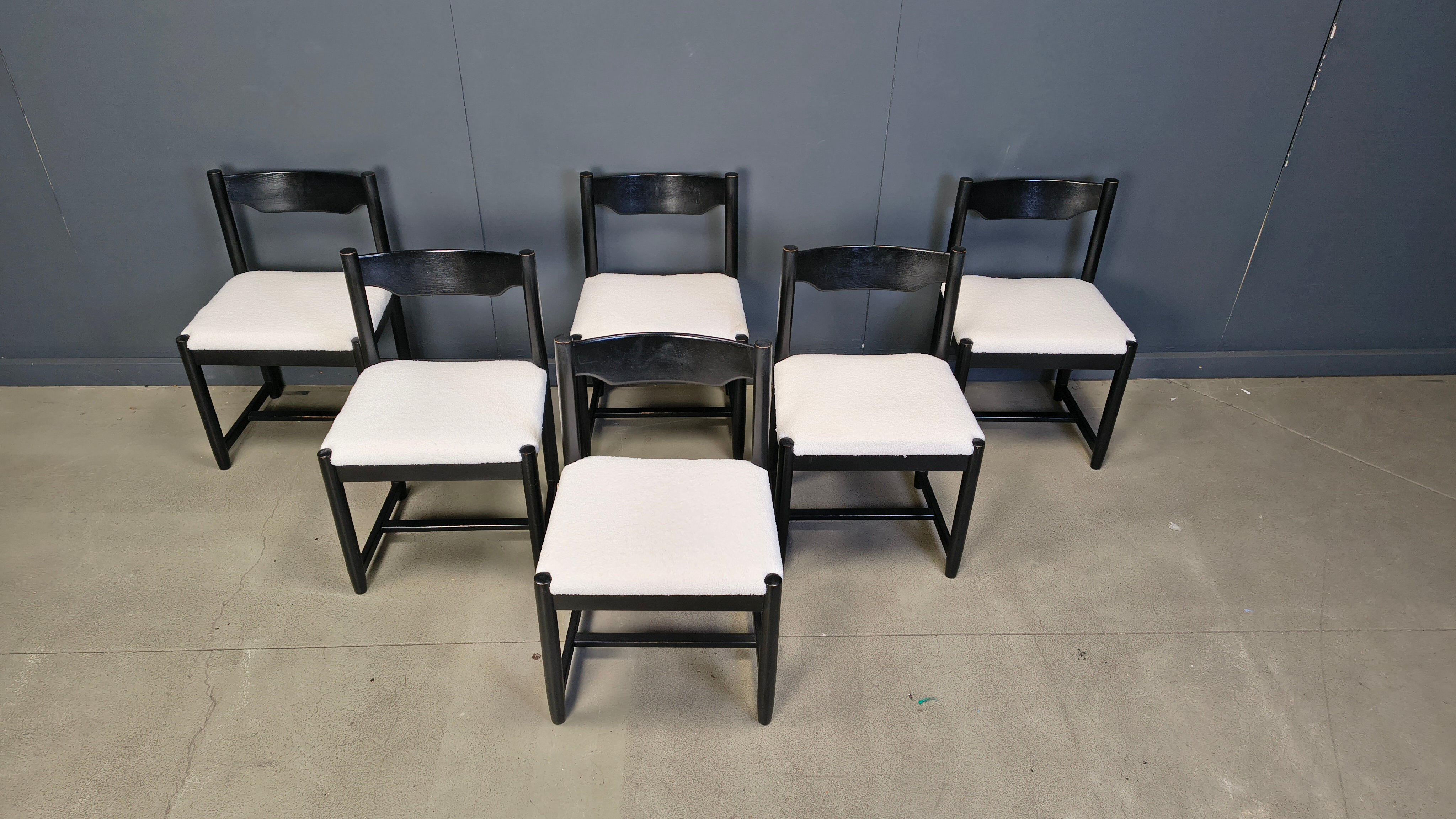 Vintage black wooden dining chairs, 1970s