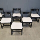 Vintage black wooden dining chairs, 1970s