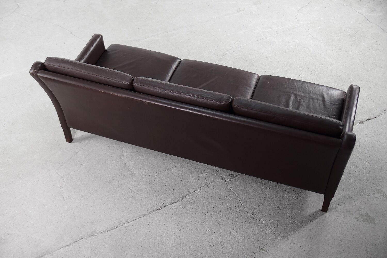 Mid-Century Modern Vintage Danish 3-seater Chocolate Leather Sofa, 1960s