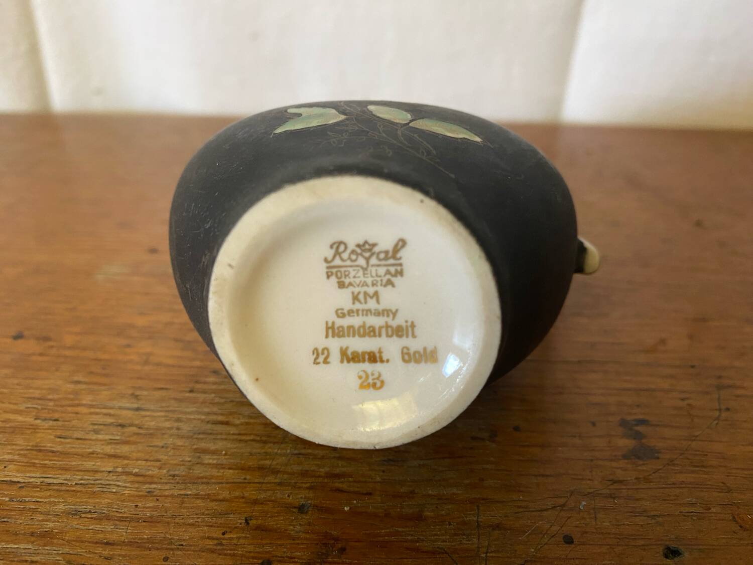 Antique Pitcher ROYAL Porcelain Bavaria Painted Decor + 22K Gold Vintage #C