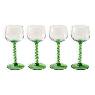 Twisted stem white wine glasses from Alsace