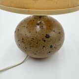 Pyrite stone ball lamp with a lampshade featuring dried flower inclusions.