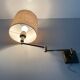 Adjustable brass wall lamp with fabric shade, Danish design, 1970s, Denmark.