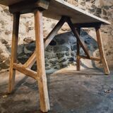 Table de toilette ou bureau d'écriture français ancien en châtaignier et peuplier, vers 1900