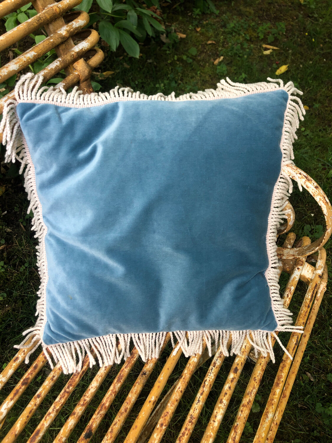 Velvet cushion and fringes