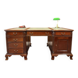 English Chesterfield desk with green leather