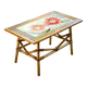 Rattan and ceramic coffee table leduc vallauris