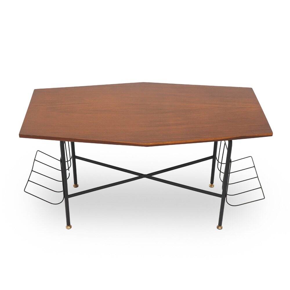 Coffee table with side magazine racks, 1960s.
