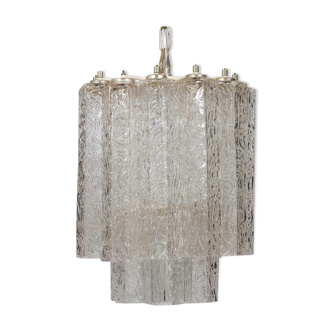 Venini 21 Murano hexagonal hand blown glasses chandelier, Italy 1960s