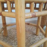 Hexagonal bamboo side table - vintage