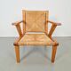 Chaises en bois brutalistes modernistes en paille, années 1940, ensemble de 3
