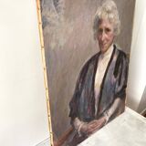 Portrait ancien signé Fernand Blondin daté 1932, huile sur toile vintage d'une femme