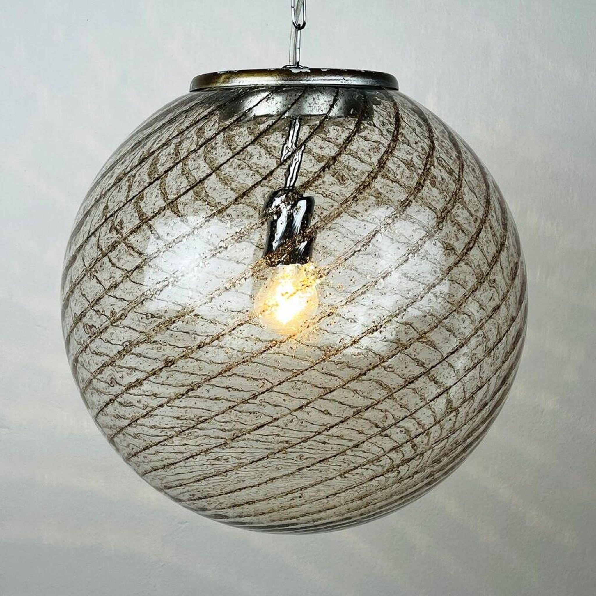 Vintage swirling Murano glass pendant lamp La Murrina, Italy, 1970s