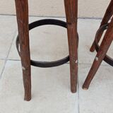 Pair of high vintage brutalist bar stools