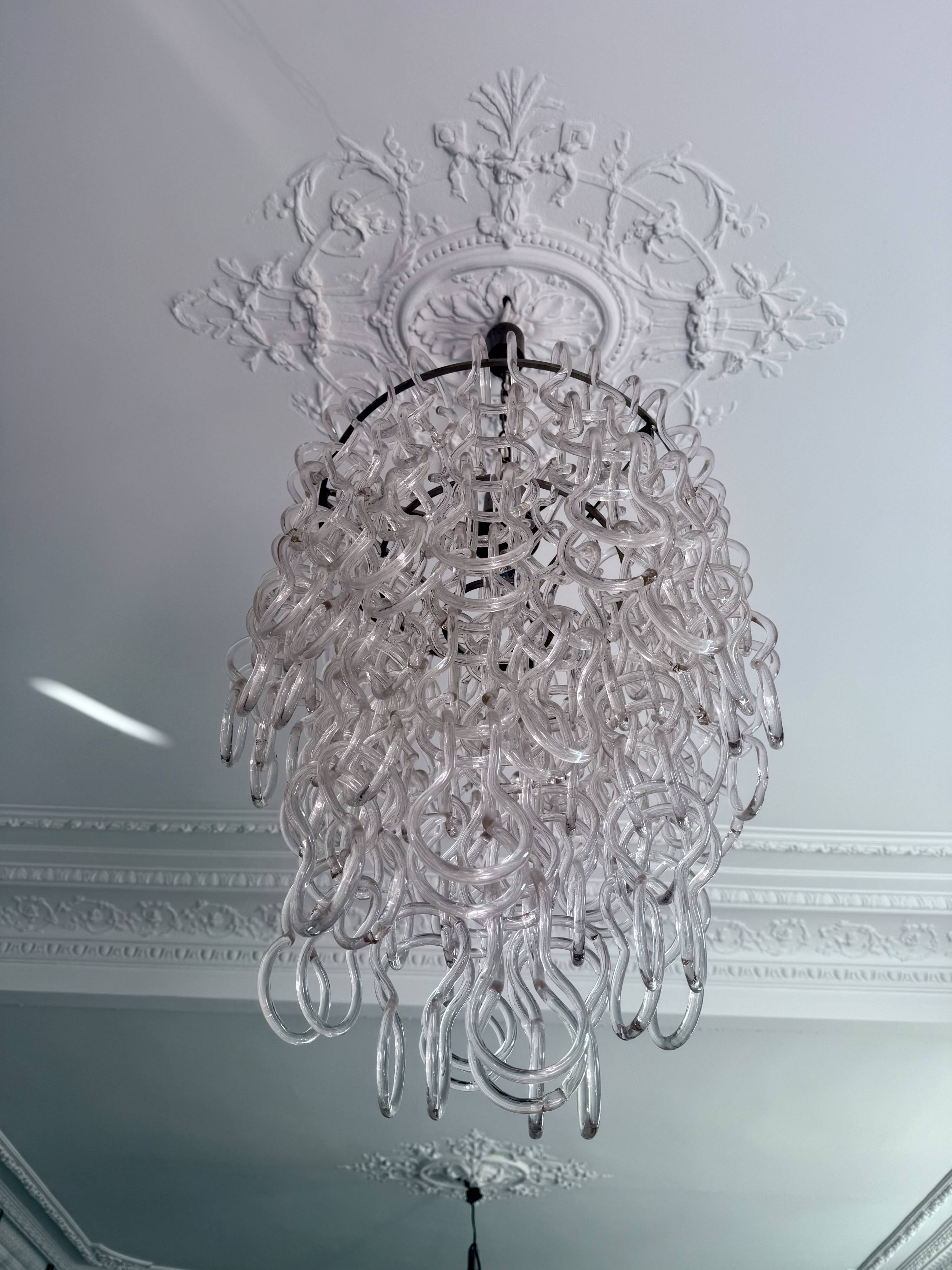 Angelo Mangiarotti Murano glass ceiling light model Giogali