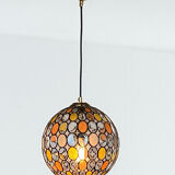 Large vintage Limburg stained-glass style pendant light from the 1970s