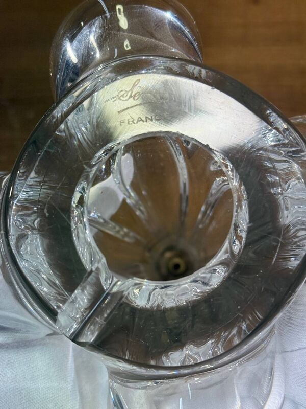 Pied de lampe Cristal de Sèvres France – cristal moulé vintage années