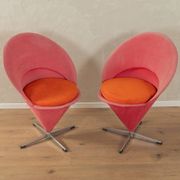 Unique Cone Chairs by Verner Panton for Gebrüder Nehl, set of 2, pink and orange