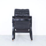 Westnofa black leather Flex armchair with ottoman