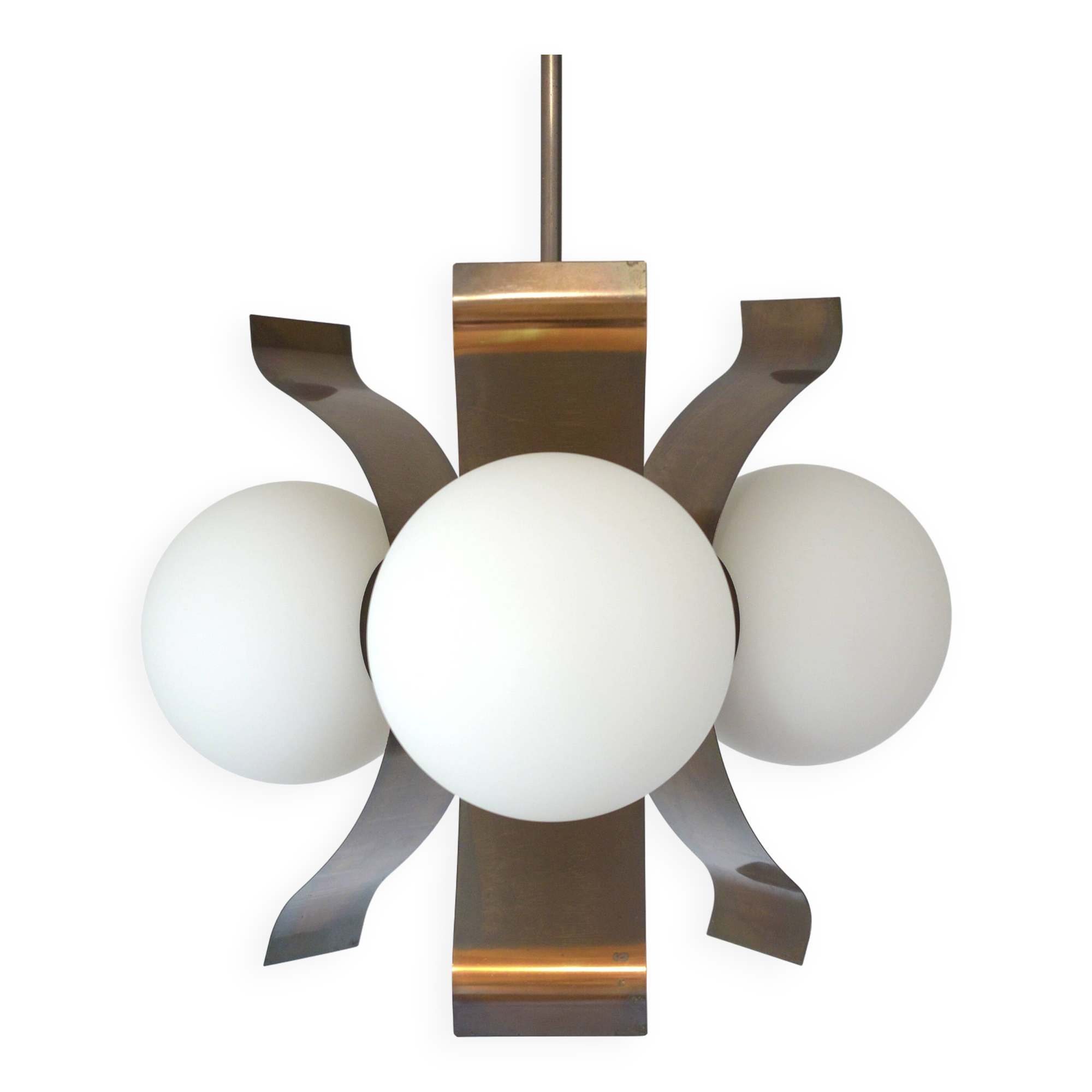 Vintage Pendant Light Yugoslavia 1970 Hanging Lamp Brutalist Copper Sputnik