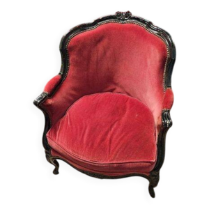 Fauteuil cabriolet style - velours rouge