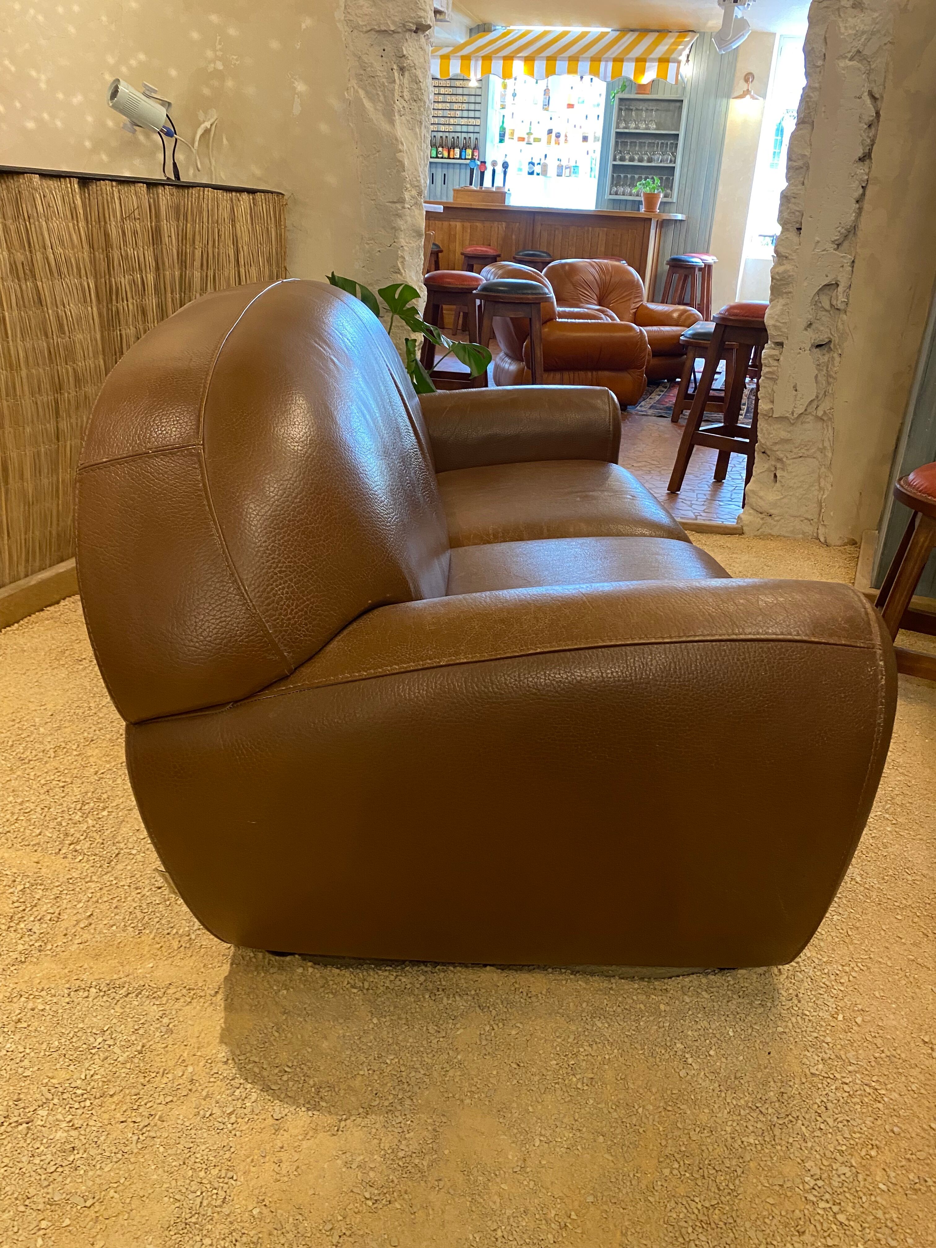 Sofa club light brown leather Steiner