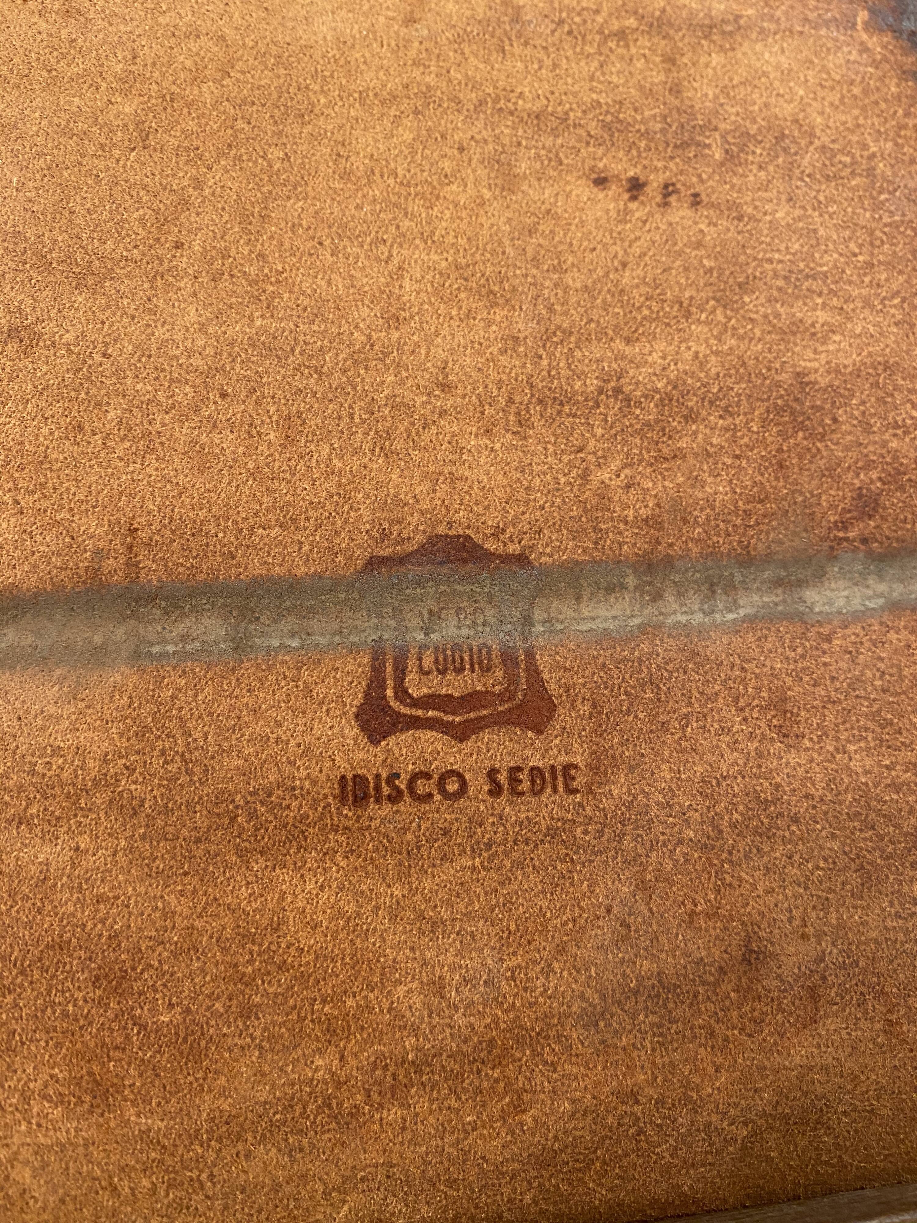 "Ibisco" armchair, wooden and leather Italy 1960