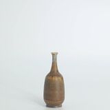 Small Mid-Century Scandinavian Modern Collectible Brown Stoneware Vases by Gunnar Borg, Set of 4