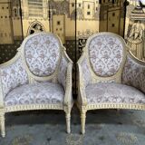 Pair of shepherdess armchairs in Louis XVI 1900 style