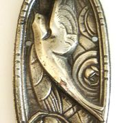 Art Deco wall light, silver-plated bronze, frosted glass, stylized bird decor