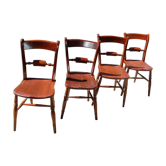 Série de 4 chaises au modèle d'amirauté anglaise du XIX siècle en orme massif