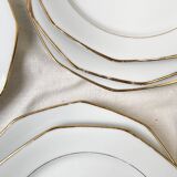 8 Assiettes plates en porcelaine Winterling Marktleuthen Bavaria blanches dorées