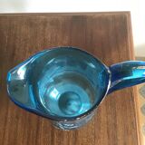 Blue glass pitcher