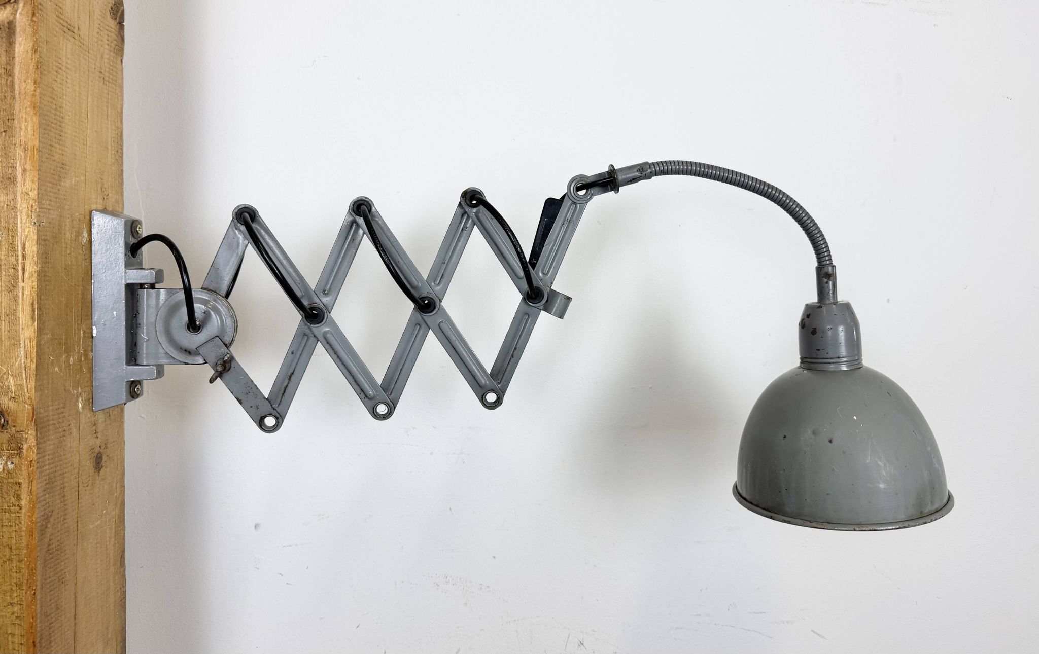 Grey Industrial Scissor Wall Lamp from Elektroinstala, 1960s