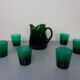 Italian Green Glass Decanter & Tumbler, 1960s, Set of 7