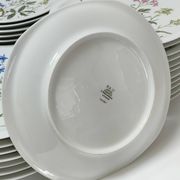 Six flat plates Alcée model porcelain Bernardaud Limoges floral decoration