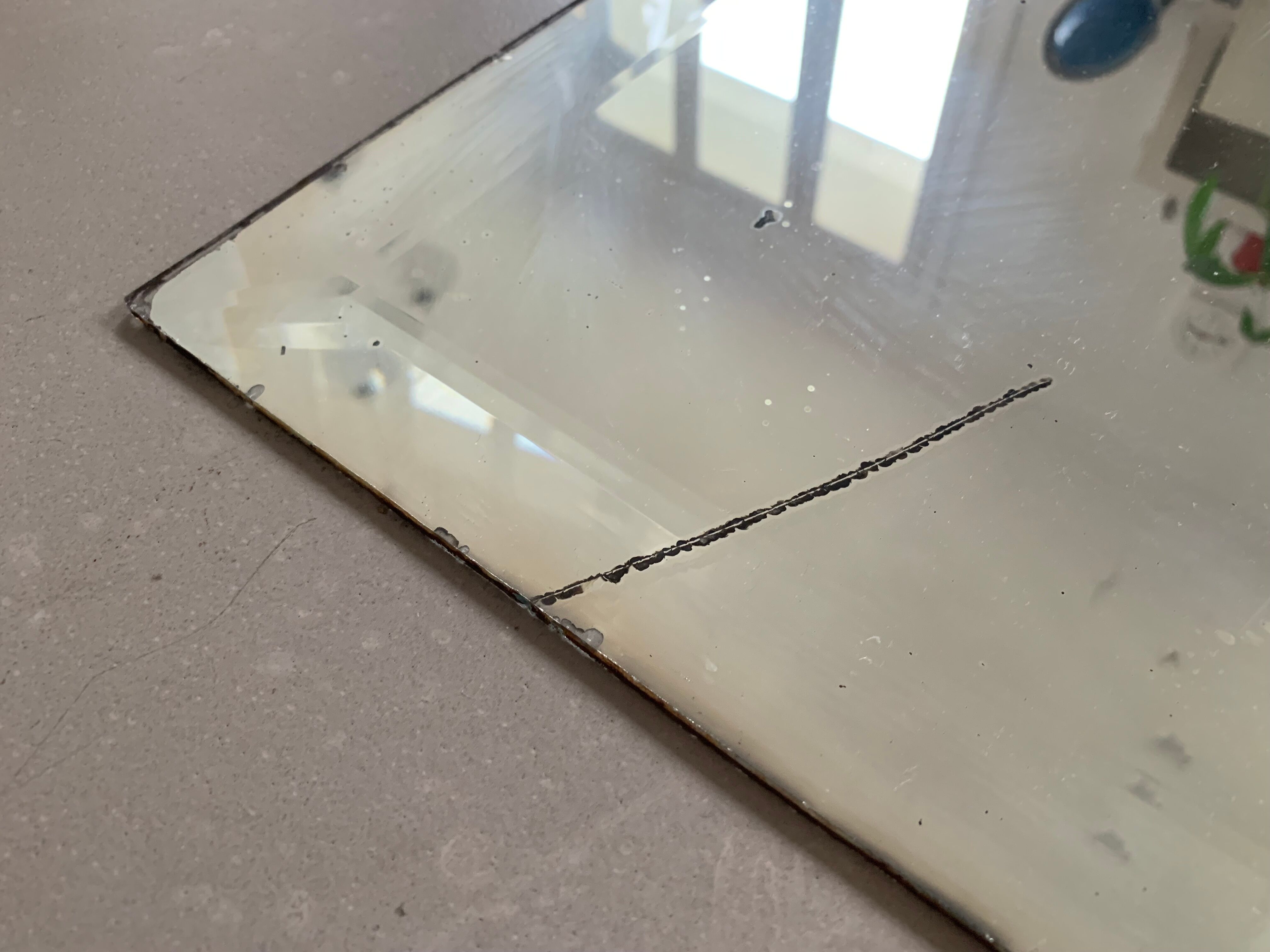 Old beveled mirror stitched 65x83cm