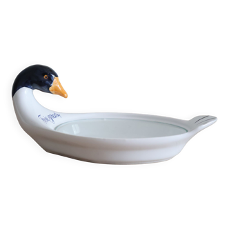 Serving dish for foie gras in porcelain and glass