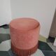 Pink velvet toad armchair with footrest