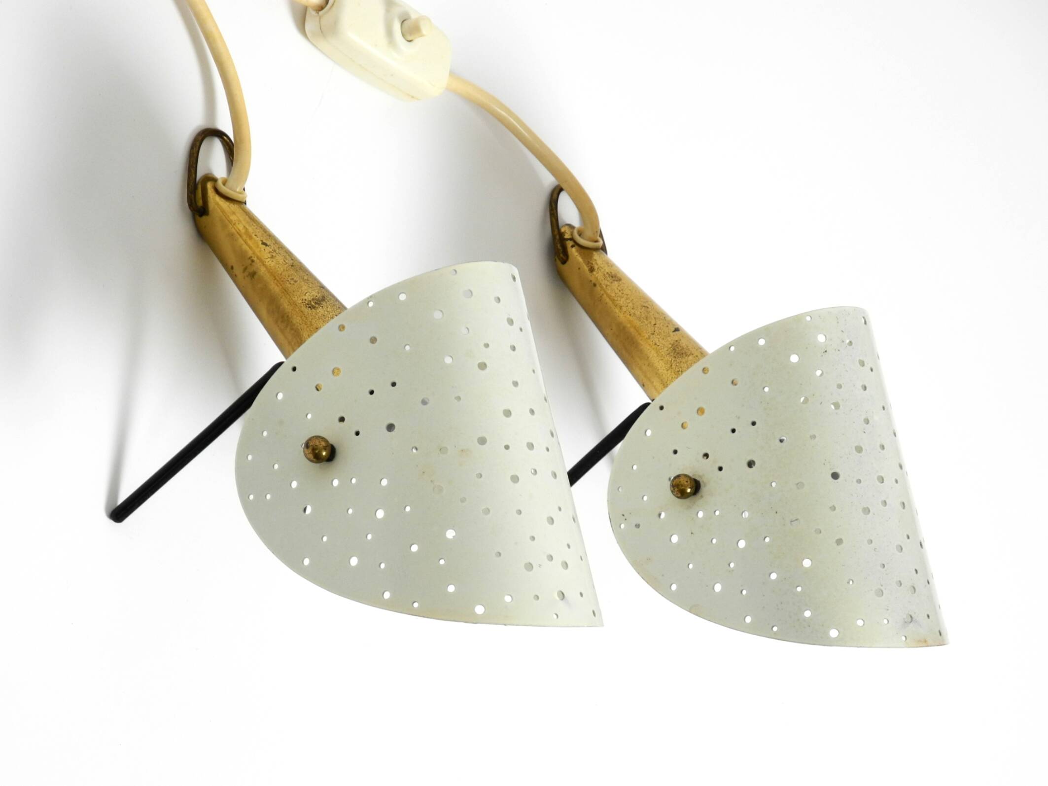 Pair of Mid Century Modern metal brass table and wall lamps by Ernest Igl