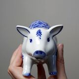 Small vintage Dutch porcelain Delft blue pig collection