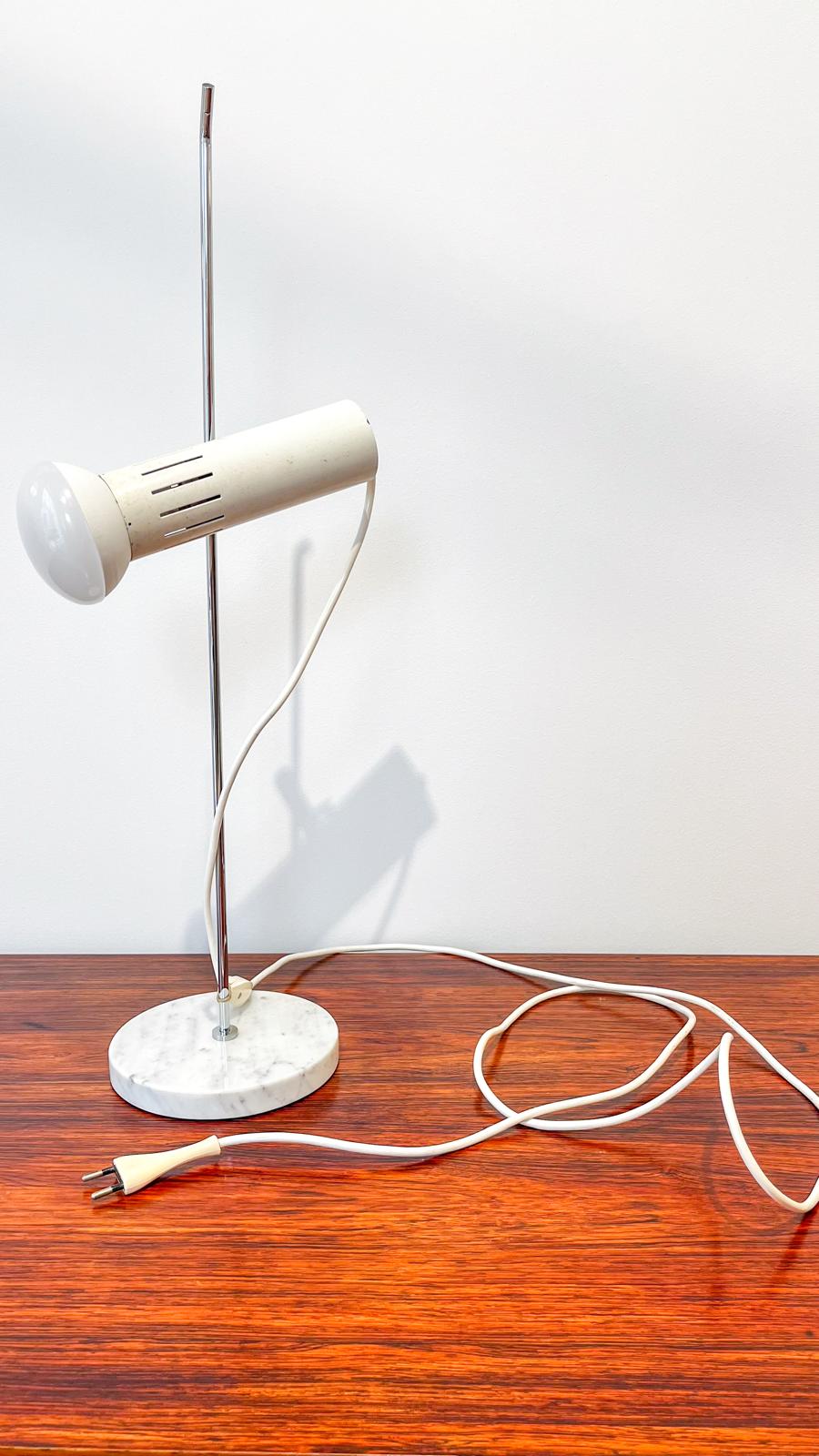 Table lamp model A4 in marble and steel by Alain Richard