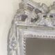 Louis XVI Style Mirror in Carved Wood with Grey Patina and Dove Pediment